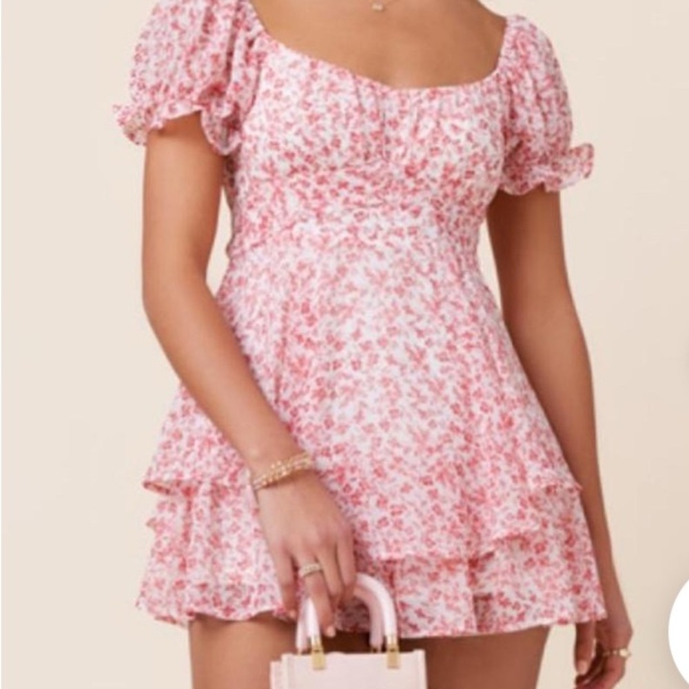 Francesca Mi Ami Gina Floral Pink ruffle romper | Size L